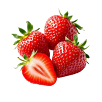 A fresh ripe strawberry with bright red color and tiny seeds.