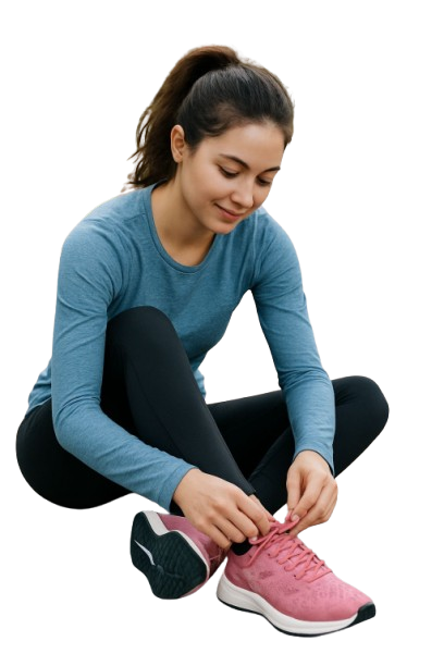 A girl exercising outdoors, reflecting physical activity, health, and wellness.